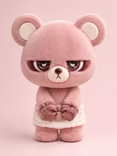 むっつりベアー（ISFP）のぬいぐるみ3D画像。恋するへびべあ診断16タイプの「のんびり自由くま」タイプ。