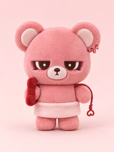 ド直球ベアー（ESFP）のぬいぐるみ3D画像。恋するへびべあ診断16タイプの「きらきら太陽くま」タイプ。